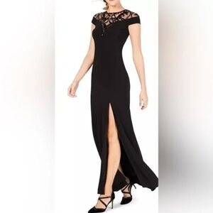 NWT Adrianna Papell Embellished Illusion-Yoke‎ Sequin Jersey Gown size 6